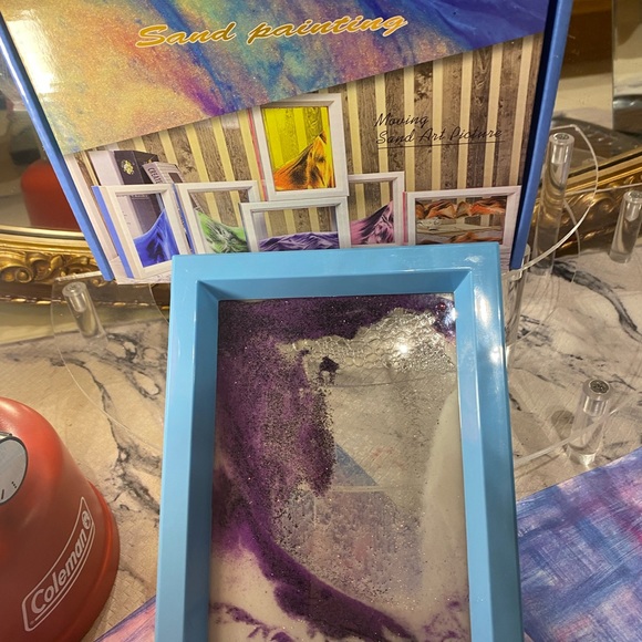 Art in Motion, Sand Painting! Reversible! Purple/white sand Blue & White Frame🌊 - Picture 9 of 12